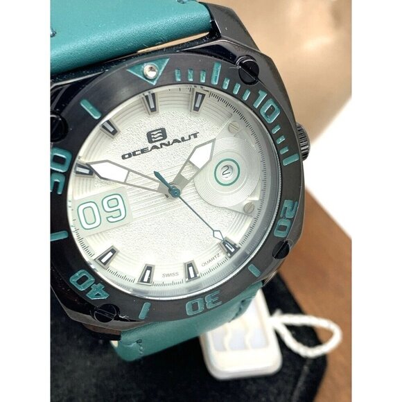 Oceanaut Men's Watch OC1343 Barletta Silver Dial Date Leather Band 44mm - Picture 14 of 15